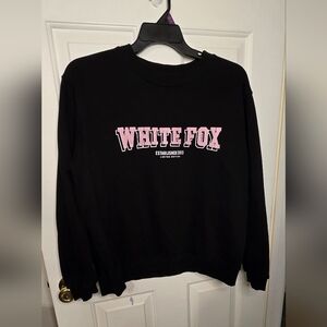 White Fox limited edition sweatshirt Black with pink and white logo Size S